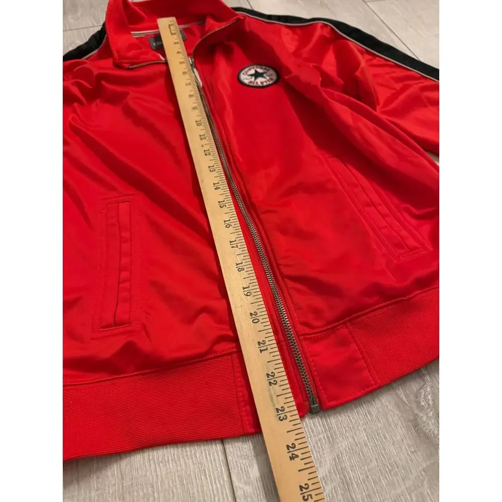 Converse All Star Boys Track Jacket Red Full Zip Logo Patch Size L (12-13 Yrs)